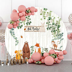 Lofaris Green Leaves Animals Wood Safari Gender Reveal Backdrop