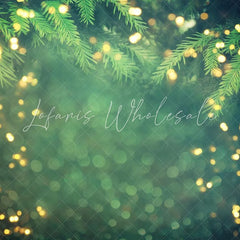 Lofaris Green Leaves Gold Glitter Christmas Bokeh Backdrop for Party