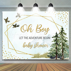 Lofaris Green Plants And Birds Glitter Backdrop For Baby Shower