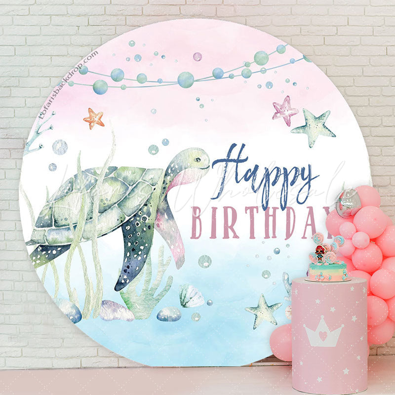 Lofaris Green Sea Turtle Starfish Boho Circle Birthday Backdrop