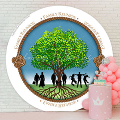 Lofaris Green Tree Family Reunion Vacation Round Backdrop