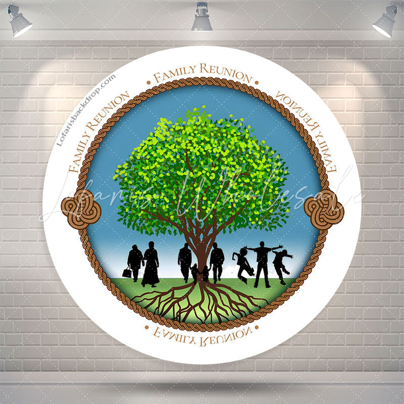 Lofaris Green Tree Family Reunion Vacation Round Backdrop