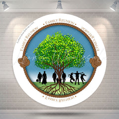 Lofaris Green Tree Family Reunion Vacation Round Backdrop
