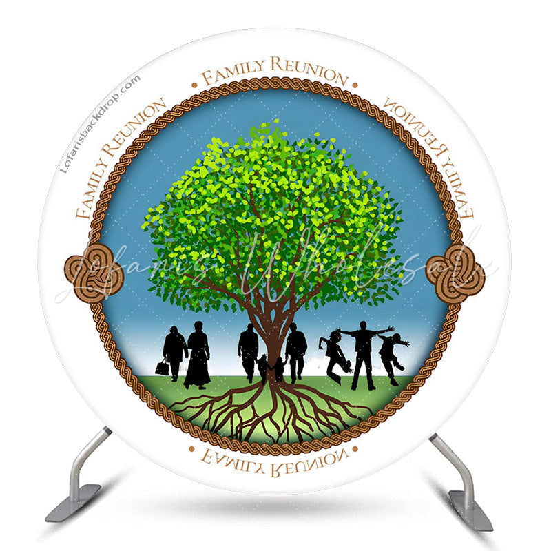 Lofaris Green Tree Family Reunion Vacation Round Backdrop