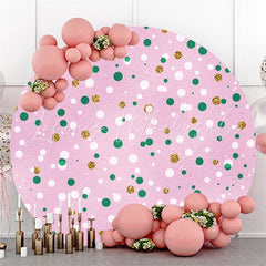 Lofaris Green White Spot Roung Pink Birthday Party Backdrop