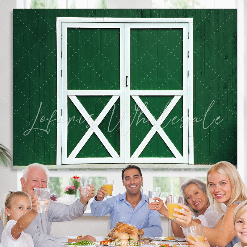 Lofaris Green With White Wooden Door Cowboy Birthday Backdrop