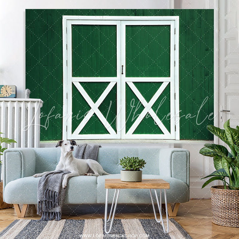 Lofaris Green With White Wooden Door Cowboy Birthday Backdrop