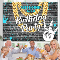 Lofaris Grey Brick With Blue Graffiti Birthday Party Backdrop