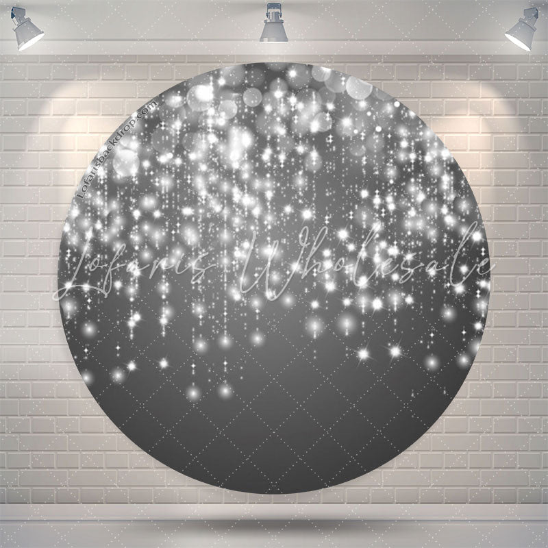 Lofaris Grey Shine String Circle Birthday Backdrop Cover