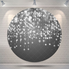 Lofaris Grey Shine String Circle Birthday Backdrop Cover