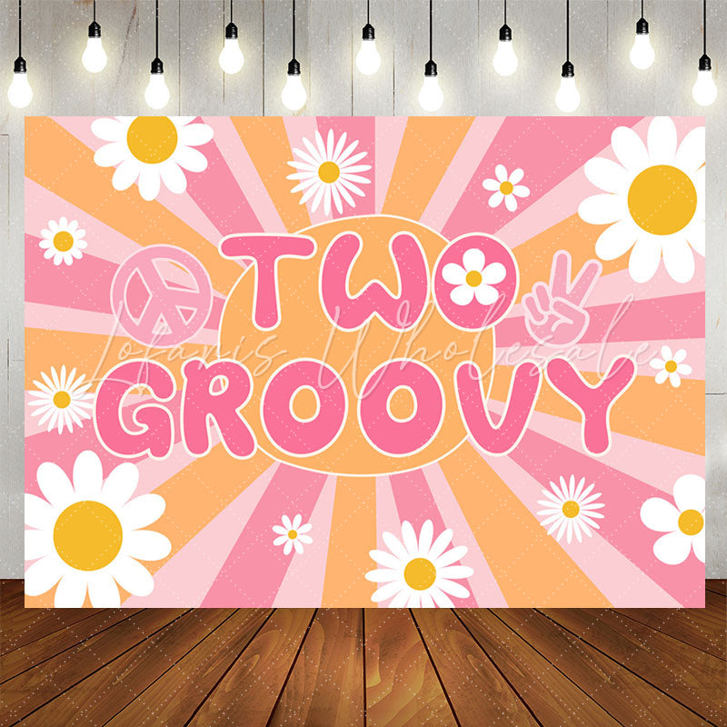 Lofaris Groovy Pink Shining White Floral 2nd Birthday Backdrop