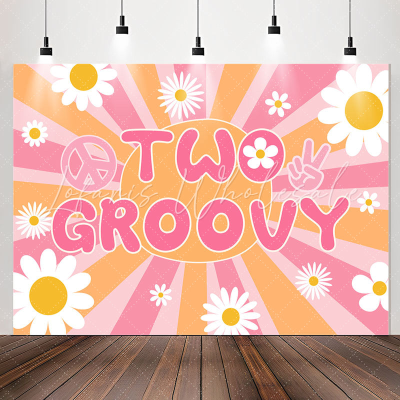 Lofaris Groovy Pink Shining White Floral 2nd Birthday Backdrop