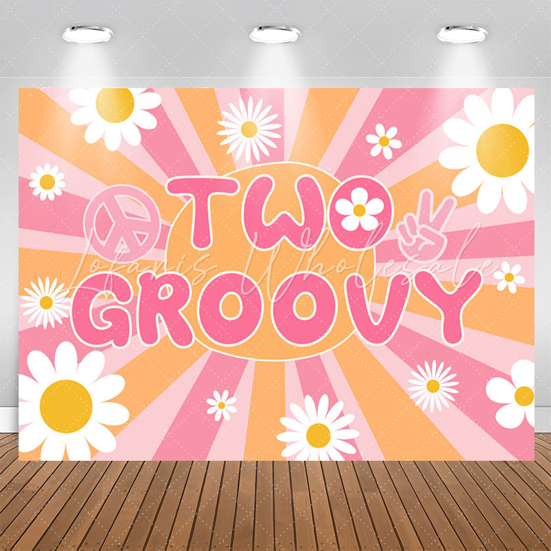 Lofaris Groovy Pink Shining White Floral 2nd Birthday Backdrop