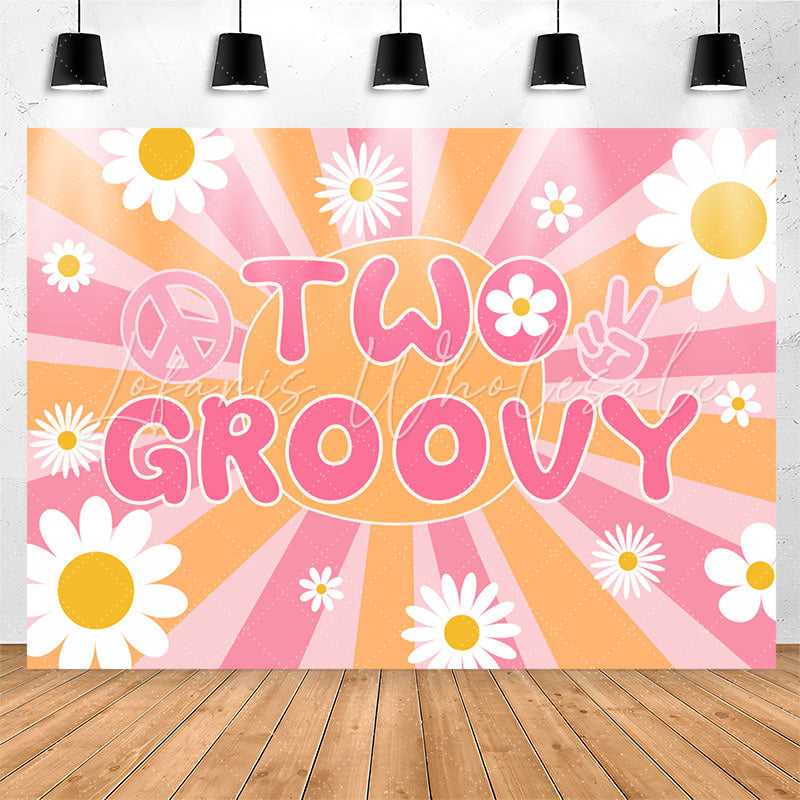 Lofaris Groovy Pink Shining White Floral 2nd Birthday Backdrop
