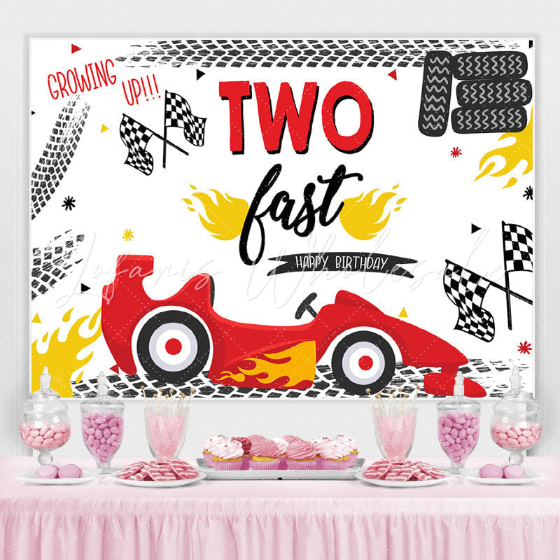 Lofaris Growing Up Two Last Racing Car Happy Birthday Backdrop