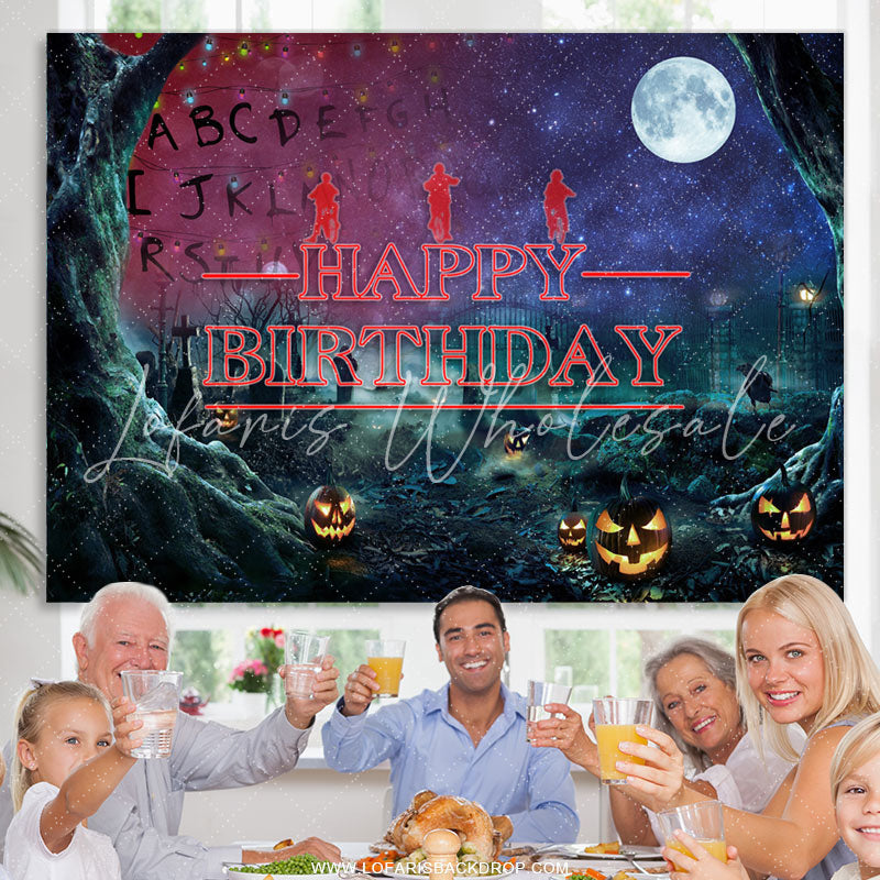 Lofaris Halloween Theme Moon Night Backdrop For Happy Birthday
