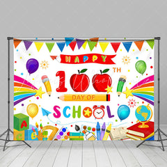 Lofaris Happy 100th Day Cartoon Pen Back To School Backdrop