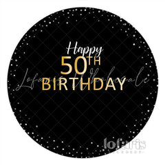 Lofaris Happy 50th Birthday Gold Silver Dots Round Backdrops