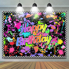 Lofaris Happy Birthday Colorful Graffiti Splash Paint Backdrop