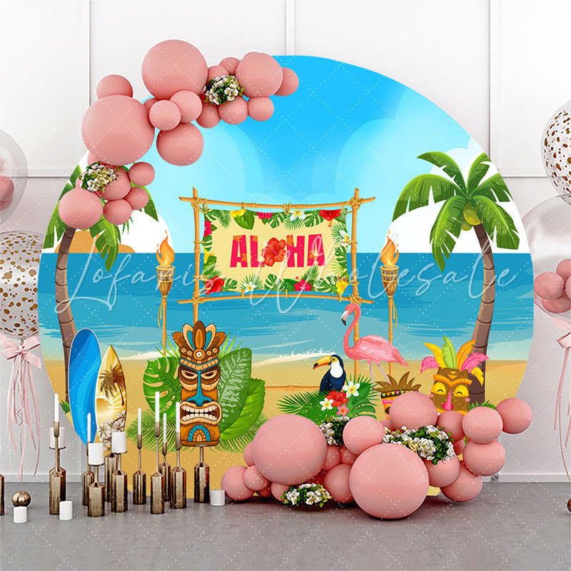 Lofaris Hawaii Tribal Mask Animals Circle Birthday Backdrop