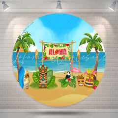 Lofaris Hawaii Tribal Mask Animals Circle Birthday Backdrop