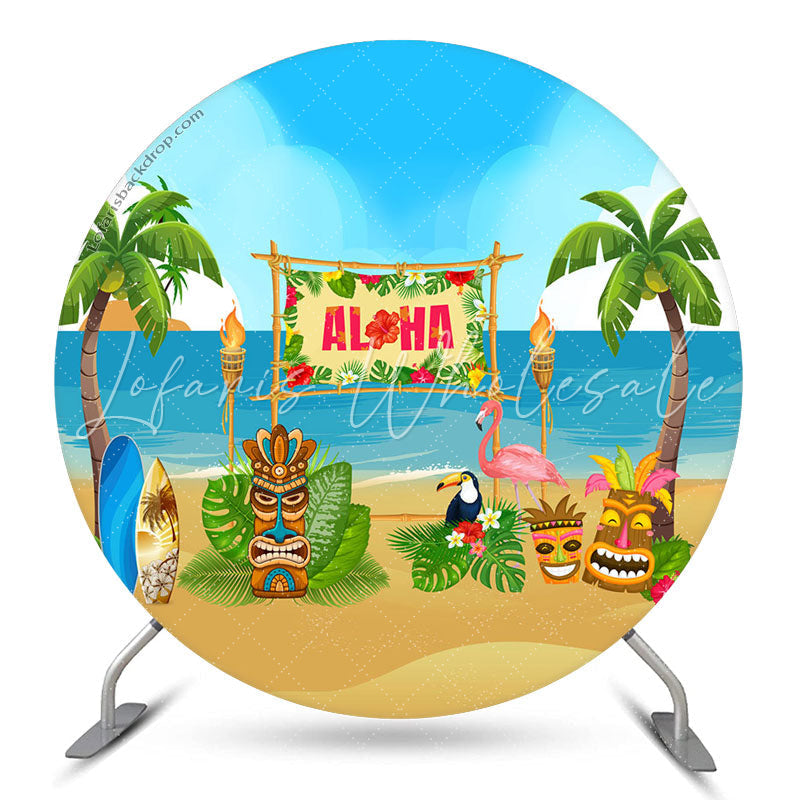 Lofaris Hawaii Tribal Mask Animals Circle Birthday Backdrop