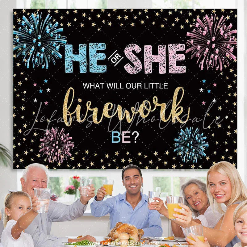 Lofaris He Or She Independence Day Spark Gender Reveal Banner