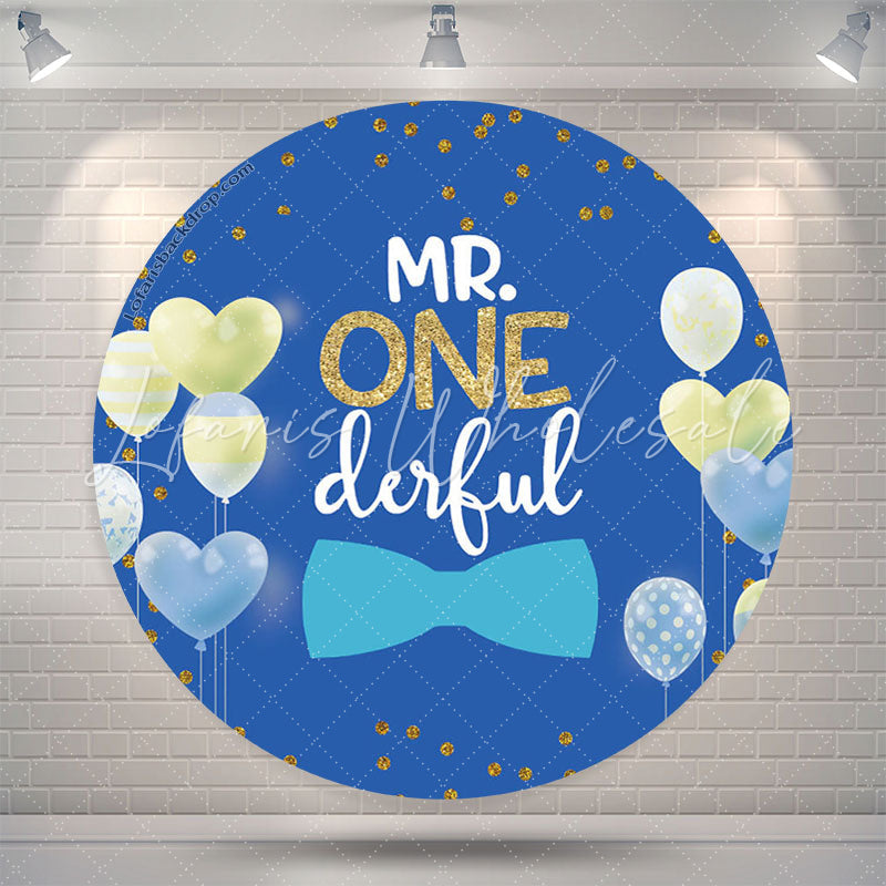 Lofaris Heart Balloon Boy Wild One Birthday Round Backdrop