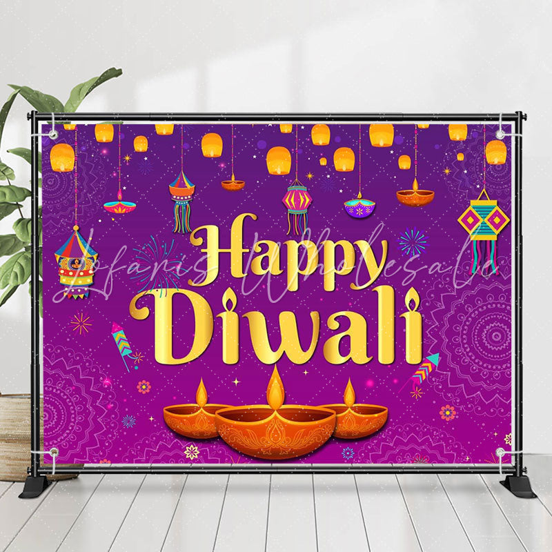 Lofaris Hindu Festival Of Light Party Purple Diwali Backdrop