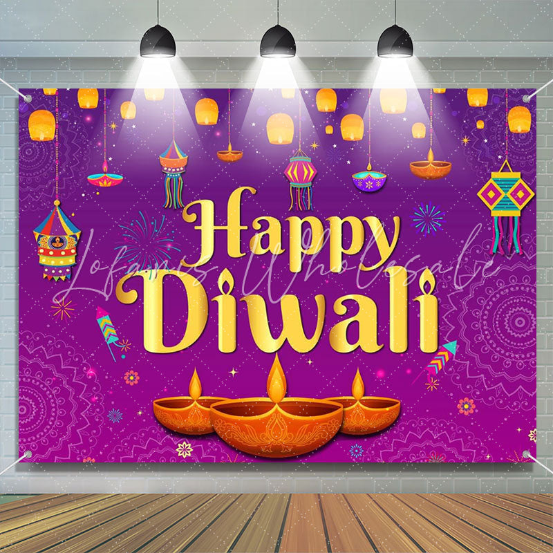 Lofaris Hindu Festival Of Light Party Purple Diwali Backdrop