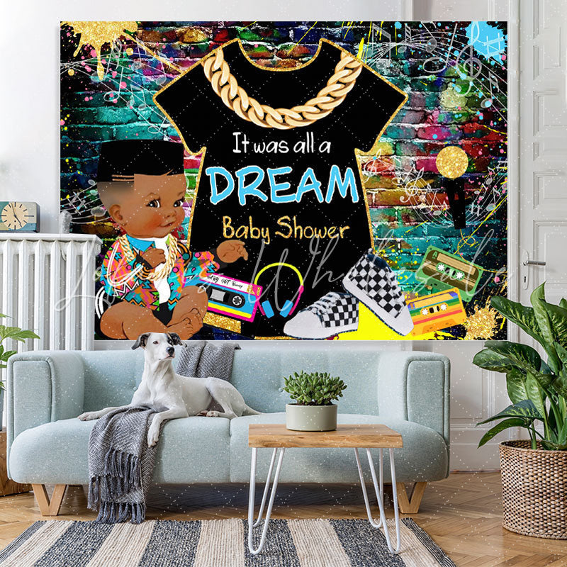 Lofaris Hip Hop Graffiti Wall A Dream Baby Shower Backdrop