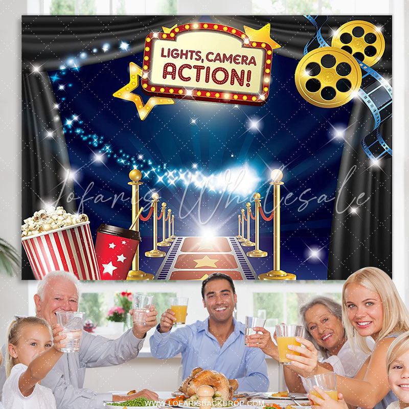 Lofaris Hollywood Movie Theme Birthday Party Backdrop Banner