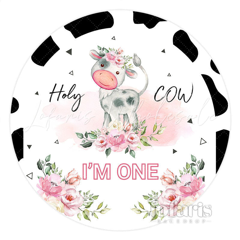 Lofaris Holy Cow Im One Floral Circle Happy Birthday Backdrop