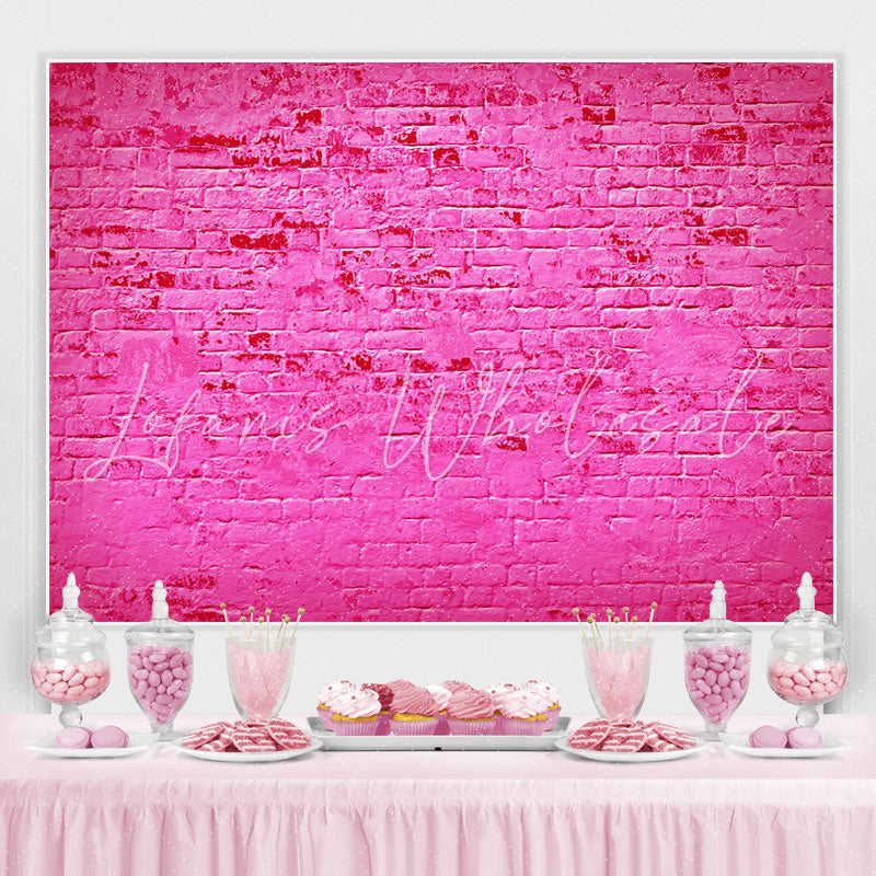 Lofaris Hot Pink Brick Themed Simple Happy Birthday Backdrop