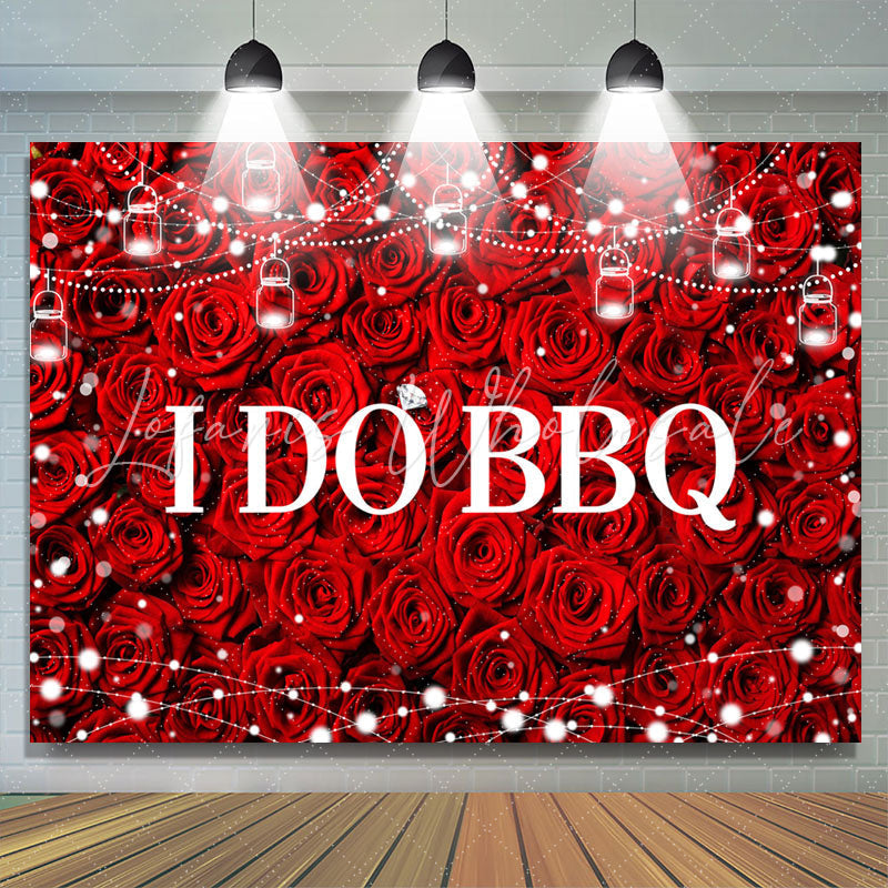 Lofaris I Do BBQ Red Rose Light Strip Bridal Shower Backdrop