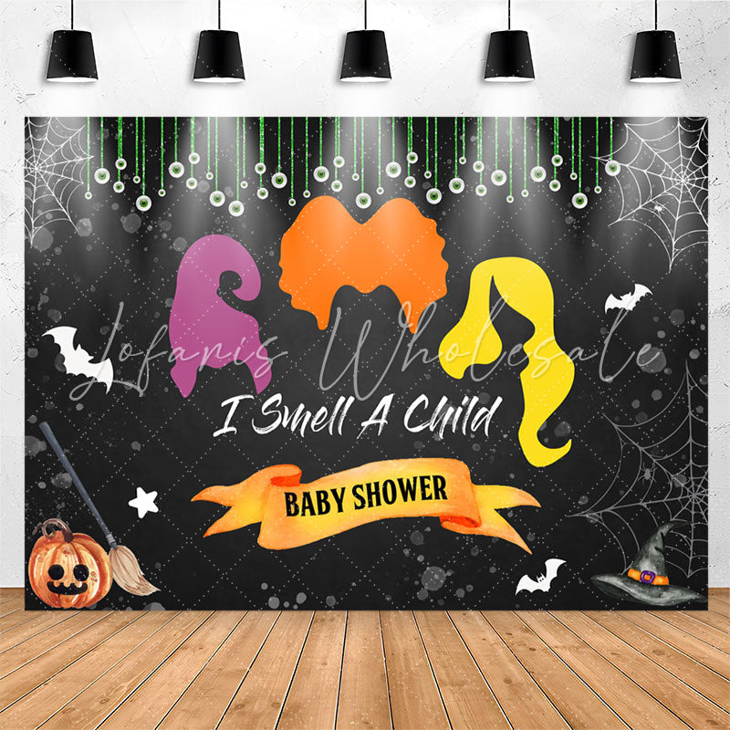Lofaris I Smell A Child Cobweb Bat Baby Shower Backdrop