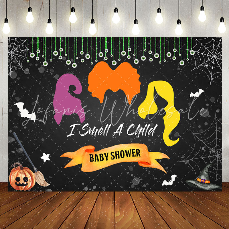 Lofaris I Smell A Child Cobweb Bat Baby Shower Backdrop
