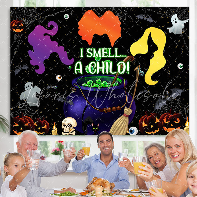 Lofaris I Smell A Chilo Black Pumpkin Happy Halloween Backdrop