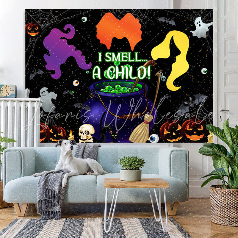 Lofaris I Smell A Chilo Black Pumpkin Happy Halloween Backdrop