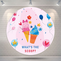 Lofaris Ice Cream Balloon Gender Reveal Round Backdrop Cover