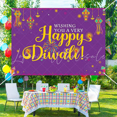 Lofaris Indian Deepavali Lights Purple Happy Diwali Backdrop