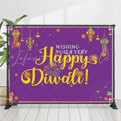 Lofaris Indian Deepavali Lights Purple Happy Diwali Backdrop