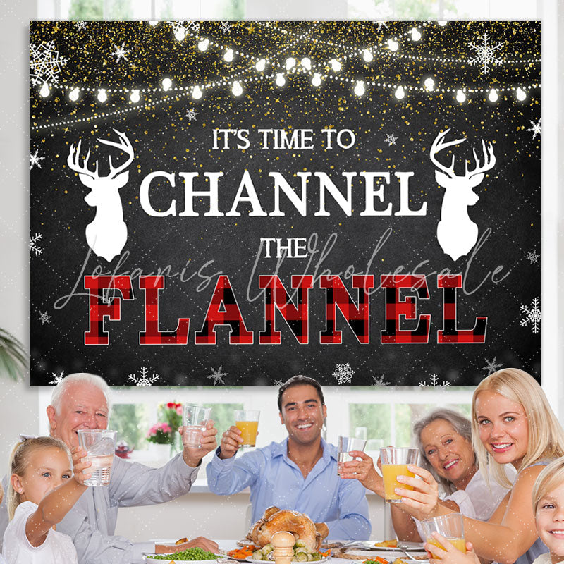 Lofaris Its Time to Channel The Flannel Winter Glitter Backdrop