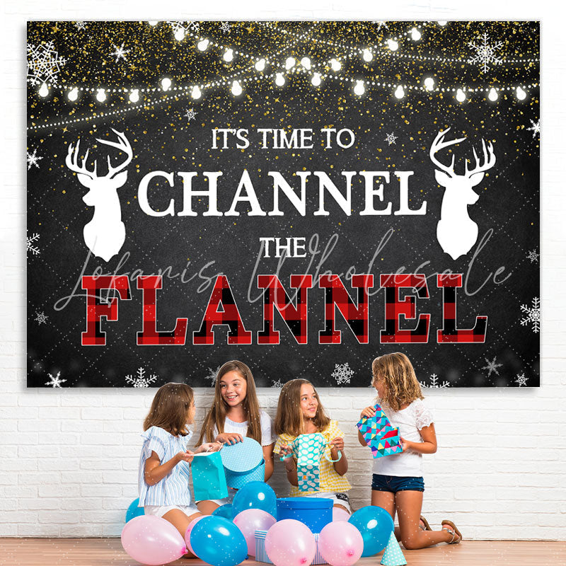 Lofaris Its Time to Channel The Flannel Winter Glitter Backdrop