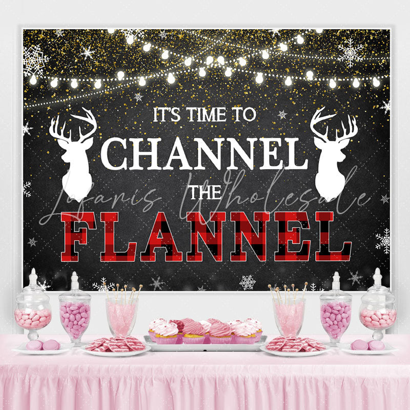 Lofaris Its Time to Channel The Flannel Winter Glitter Backdrop