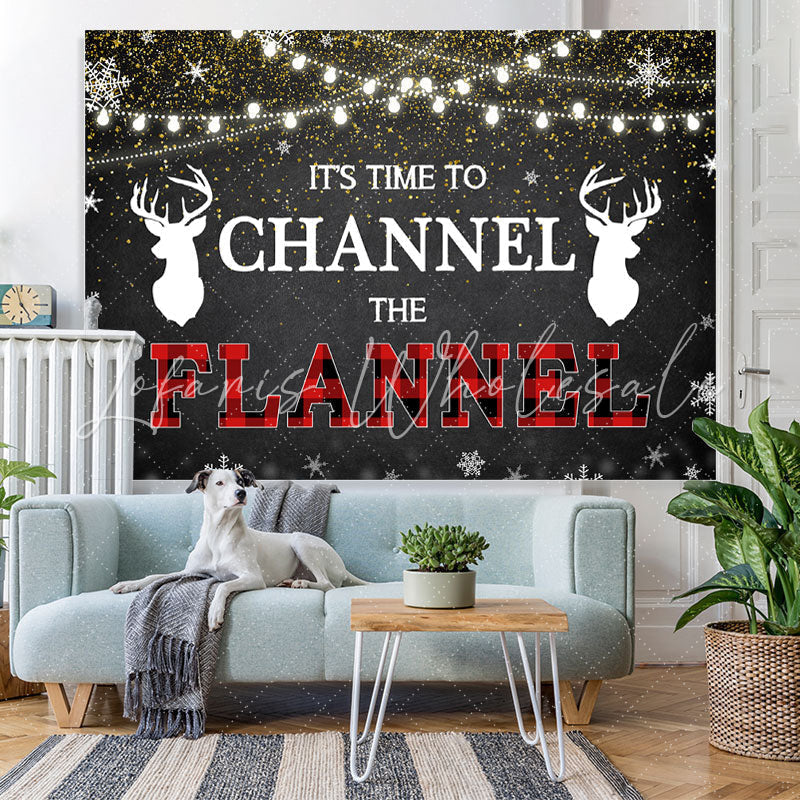 Lofaris Its Time to Channel The Flannel Winter Glitter Backdrop