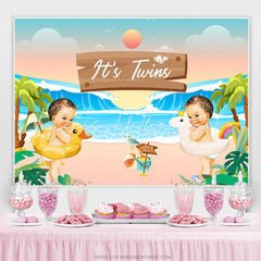 Lofaris Its Twins Sunset Hawaii Beach Baby Shower Backdrop