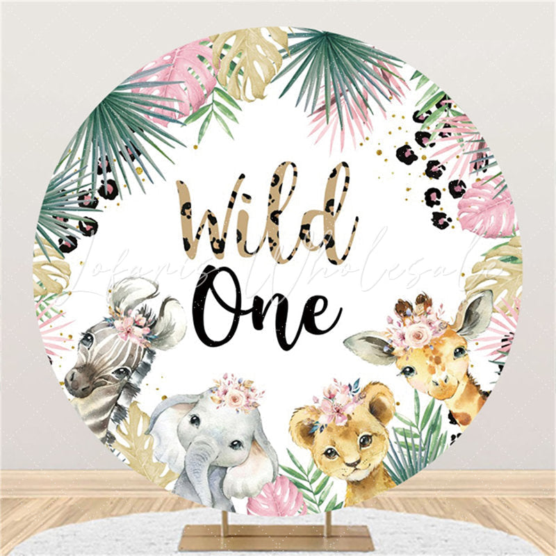 Lofaris Jungle Animals Wild One Circle Happy Birthday Backdrop