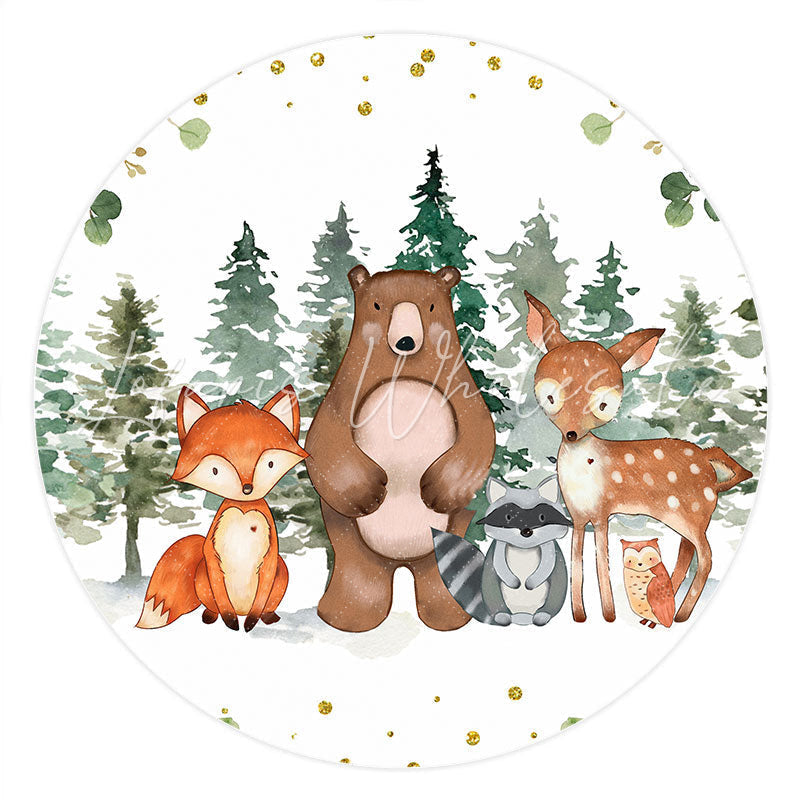 Lofaris Jungle Forests And Little Animals Round Birthday Backdrop