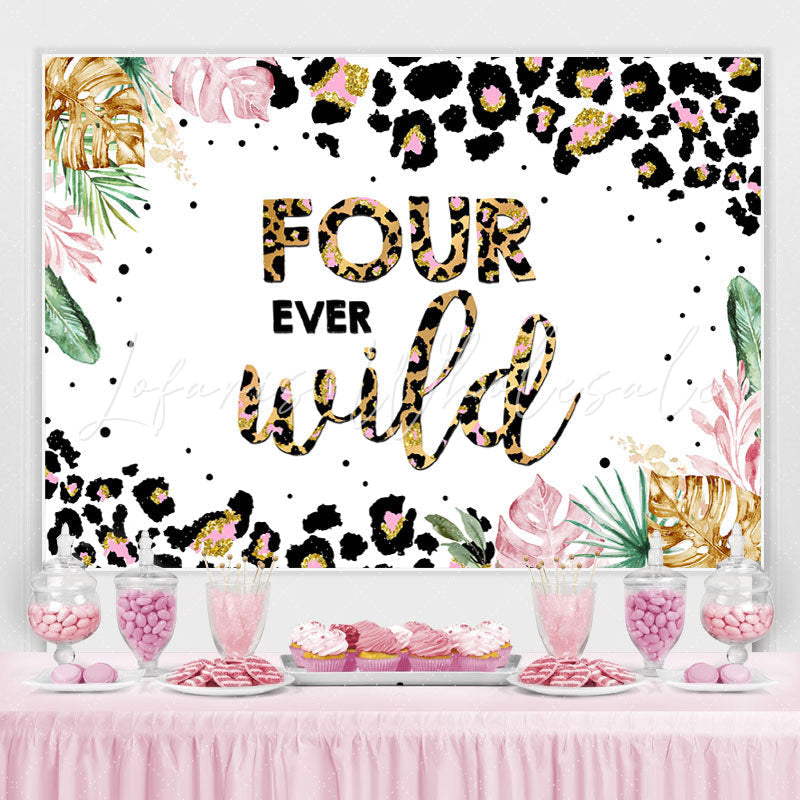 Lofaris Jungle Leopard Four Ever Wild 4th Brithday Backdrop